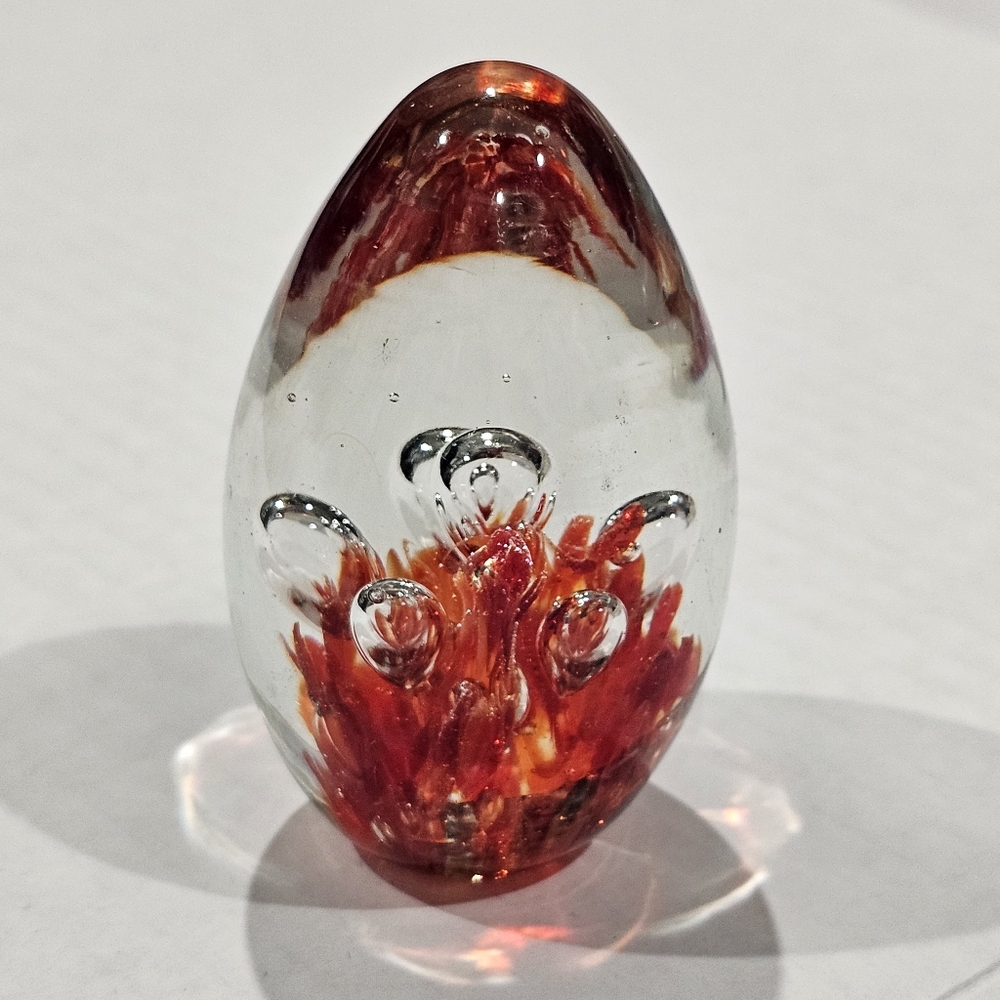 Fire🔥 & Water💧 Glass EGG Paperweight Art Decor L👀K 🔥💧